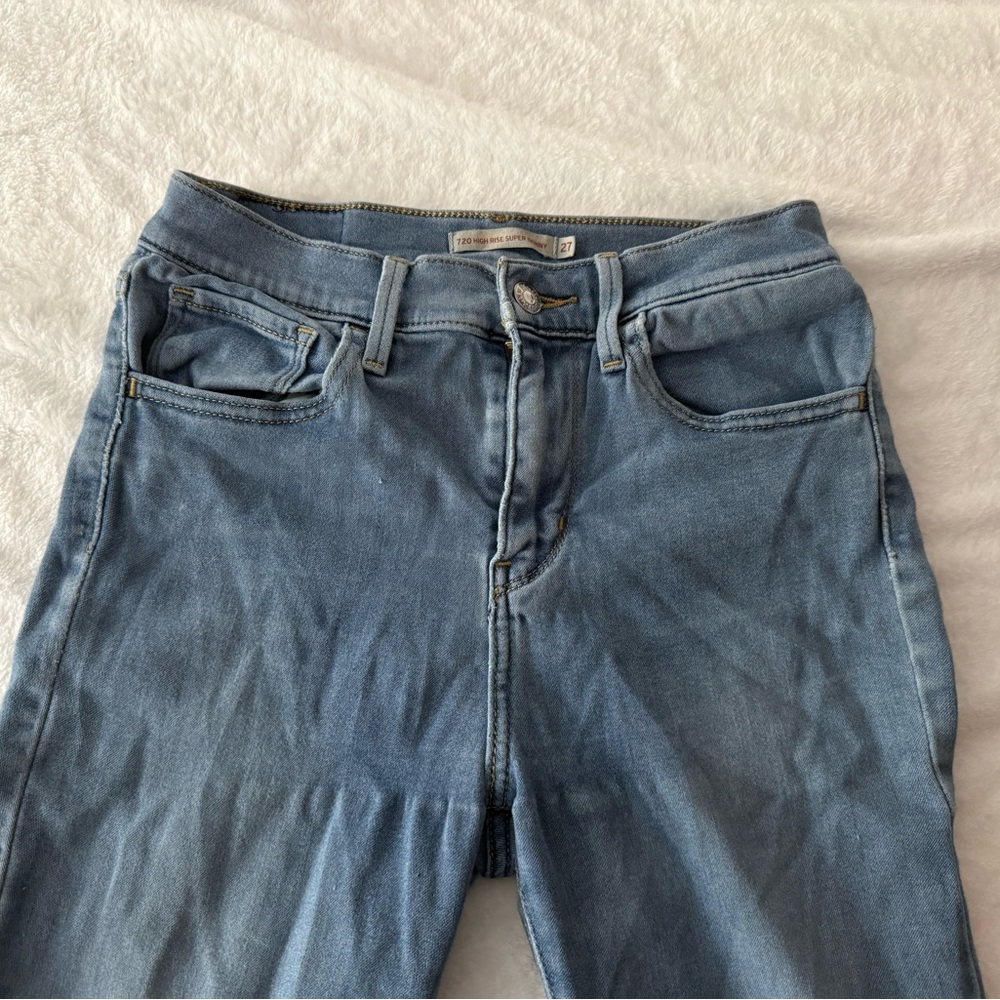 Levi’s 720 High Rise Super Skinny Stretch Distressed Jeans Size 27 - Picture 4 of 7
